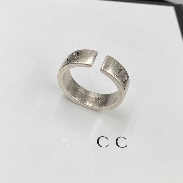 

2023 designer new jewelry branded classic fashion engraved letter open ring used for men and women, Silver