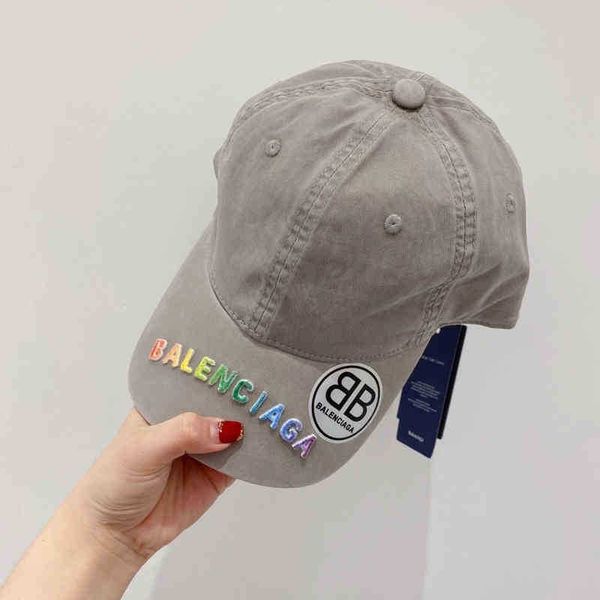 

rainbow baseball balencaigcap ballista cap new letter wash water cotton cap star same couple, Blue;gray