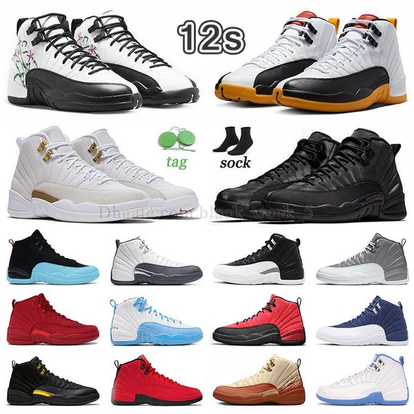 

year of china 12s basketball shoes authentic jumpman 12 unviersity blue ovo white beige university blue indigo unc batterry black winter gre