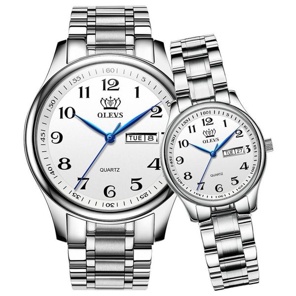 

wristwatches olevs brand couple quartz watch waterproof stainless steel watchstrap lover 221121, Slivery;brown