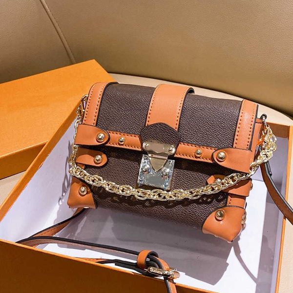 

patchwork bag fashion mini chest flower box women genuine old leather handbags purse color chain handbag crossbody shoulder evening bags