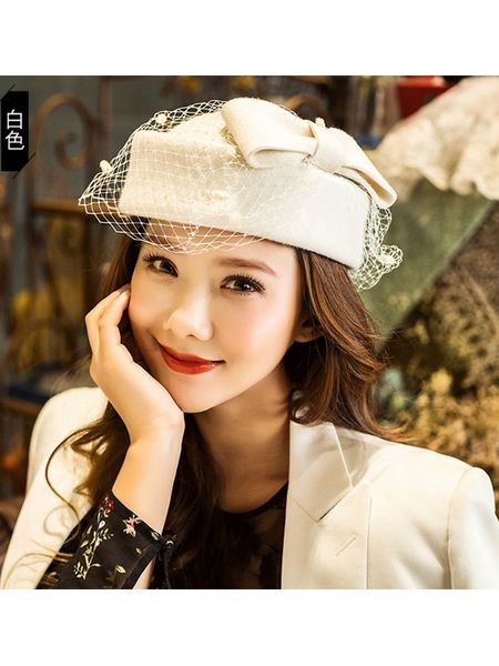 

berets bride wedding chic veil fascinator hat cocktail party church headpiece kentucky headwear 100 wool felt beret cap 221122, Blue;gray