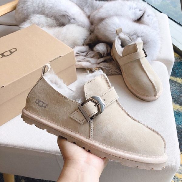 

designer boots paris luxury brand boot genuine leather warm boots ankle booties man woman winter full fur fluffy furry satin short sneakers, Black