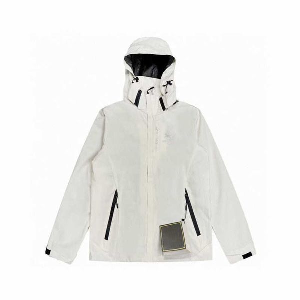 

embroidered arc designer jacket mens soft shell hooded coat womens outdoor breathable thin sportswear windbreaker, Black;brown