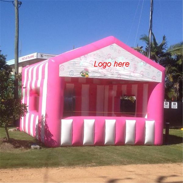 

4x3m custom logo made candy floss tent inflatable concession pop up stand sales kiosk carnival cotton for food/ticket/juice party