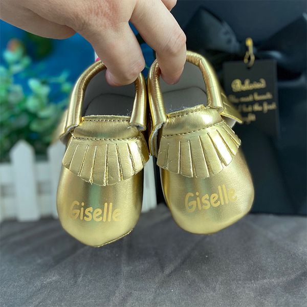 

first walkers classic christmas theme golden baby shoes born boys girls infant toddler name customized 221122
