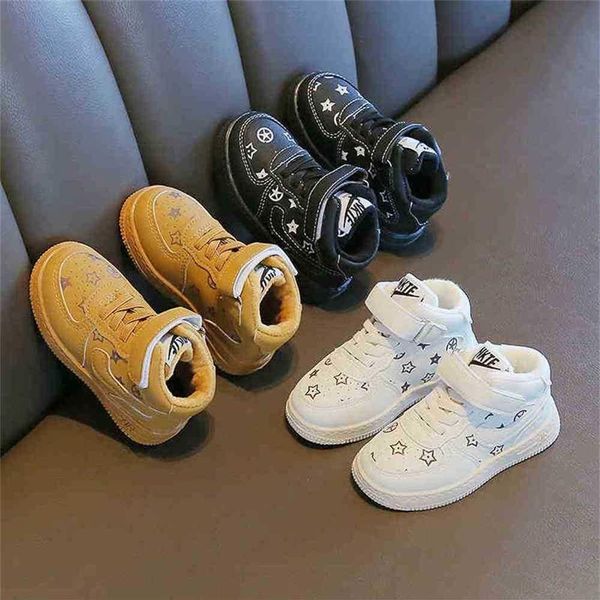 

preschool kids baby toddler skate board shoes fleece lined high sneakers boys girls trendy cool sport shoes autumn winter boot208r, Black