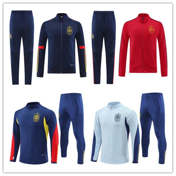 

2022 spain tracksuit soccer training suit pedri morata pedri espana camiseta jacket men kids uniformes sportswear, Black