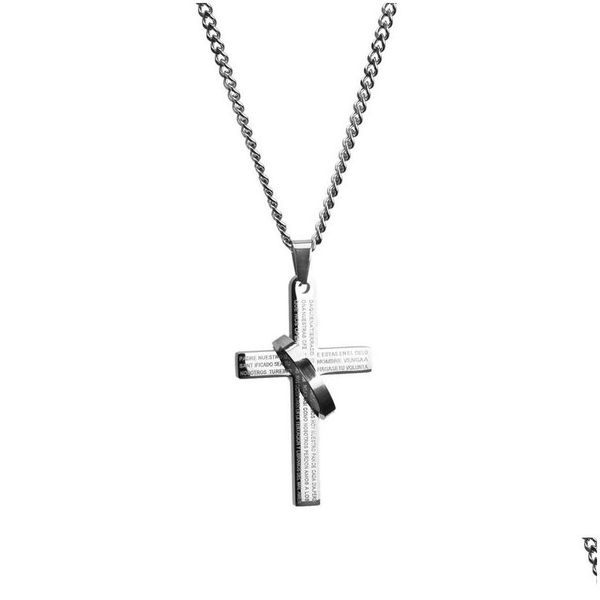 

pendant necklaces cross necklaces for women men stainless steel sier/gold plain pendant necklace hip hop punk jewelry gifts drop del dhiie, Silver