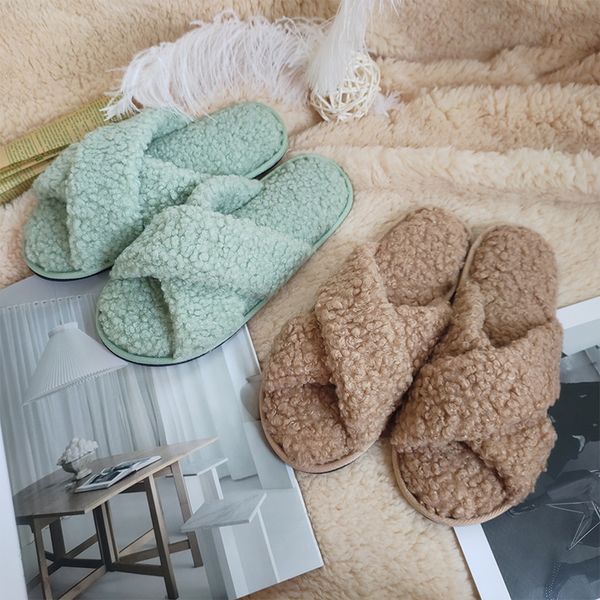 

new product female winter slippers warmth indoor non-slip plush slippers, Black