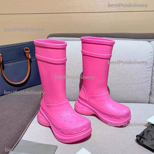 

designer boots brand fall winter season women's rain boot men candy color rubber waterproof shoes walking ankle bootss casual platform, Black