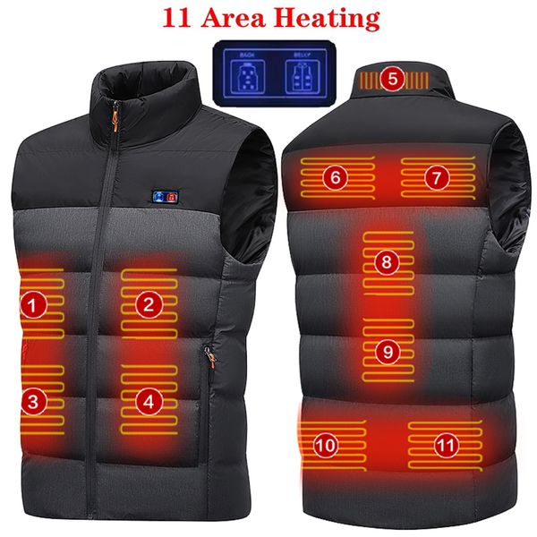 

men's vests 3-13 areas heated vest men jacket heated winter womens electric usb heater tactical jacket man thermal vest body warmer coa, Black;white