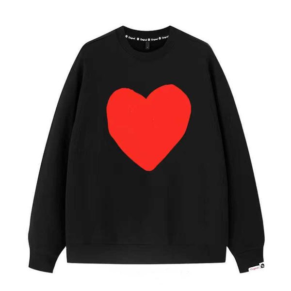 

designer luxury play classic little red heart sweater long sleeve terry cotton couple keep warm coat loose fashion trend versatile plush, Black