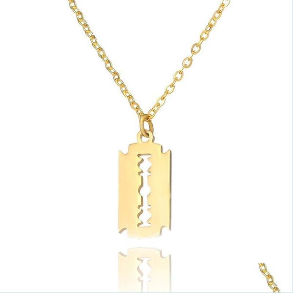 

pendant necklaces stainless steel razor blade pendant necklaces sier gold chains fashion jewelry for women men drop delivery pendants dhoqh, Silver