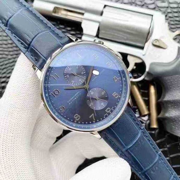 

men watchs i-wc watch time men's fully waterproof automatic mechanical travel multifunctional accurate dial trend portuguese seven qowv, Slivery;golden
