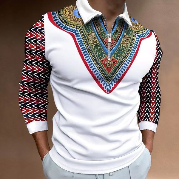 

mens polos men fashion casual polo shirts long sleeve turndown collar zipper design streetwear spring and autumn period the 221121, White;black