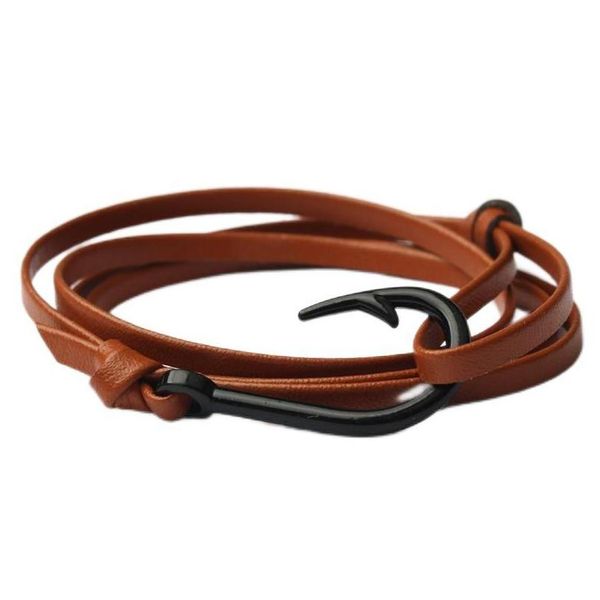 

charm bracelets fish hook leather bracelets for women and men mtilayer wrap cuff bracelet fashion jewelry drop delivery dhsru, Golden;silver