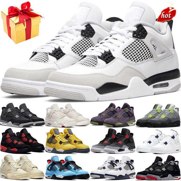 

new 4 retro basketball shoe 4s military black blank canvas university blue white cement sail back cat mens trainer outdoor sports sneakers