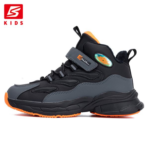 

boots baasploa boys kids winter snow girl cotton shoes children fashion thick fleece keep warm outdoor waterproof causal sneaker 221122, Black;grey