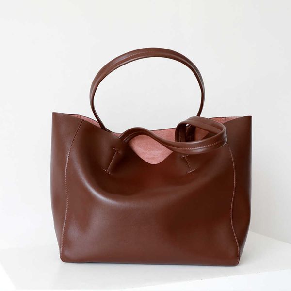 

designer bag customized letter bags genuine leather tote large capacity practical versatile new commuter shopping cowhide bag
