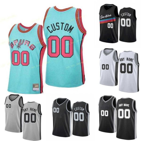 

basketball jerseys 75th custom men women youth san antonio''spurs''25 jakob poeltl 11 joshua primo 24 devin vassell 7 br, Black;red