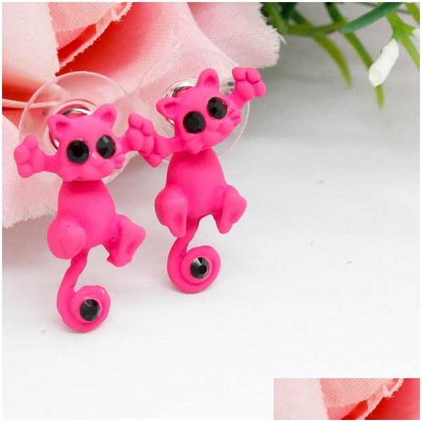 

charm cute animal cat charm earring 3d animals kitten stud kitty earrings for women gilrs fashion jewelry drop delivery dhi1d, Golden