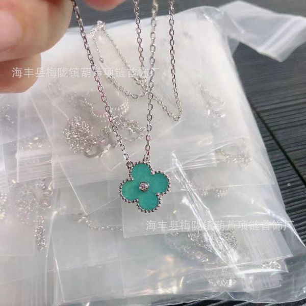 

pendant necklaces strands strings christmas limited edition new 925 sterling silver rose gold plated four leaf grass rose stone bathrobe aut