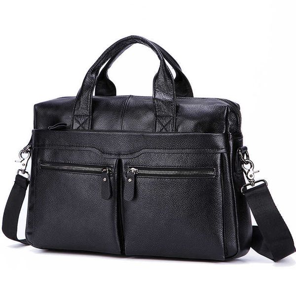 

black bag men genuine handbags large leather lapmessenger business travel shoulder bags briefcase