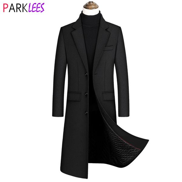 

men's wool blends long trench coat male winter brand mens cashmere slim fit en peacoat windbreaker manteau homme 4xl 221121, Black