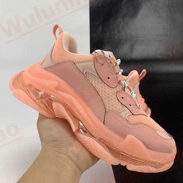 

triple s clear sole shoes casual sneakers beige green yellow gym red blue pink grey volt flax white brown men wom, Black