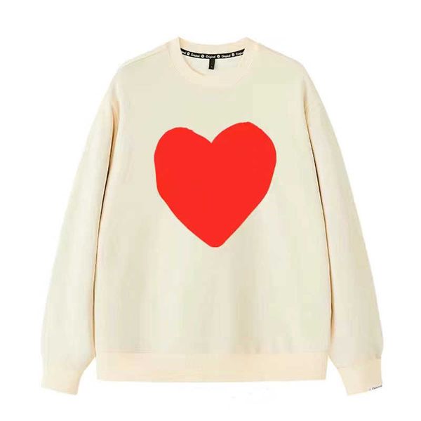 

designer luxury play classic little red heart sweater hooded long sleeve terry cotton couple coat loose fashion versatile plush, Black