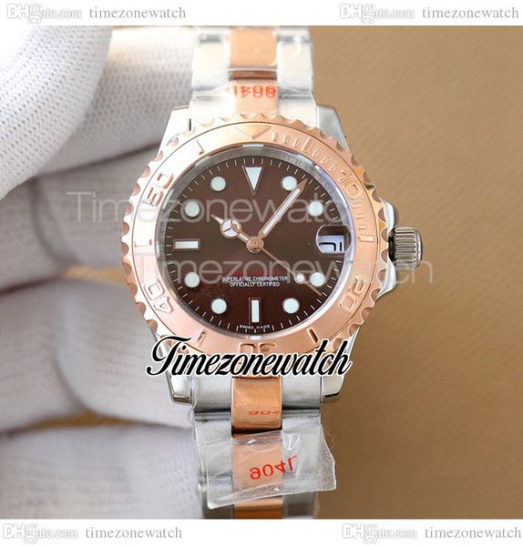 

twf 37mm y-m 268621 eta2836 automatic womens watch two tone rose gold brown dial oystersteel bracelet ladies watches same serial warranty ca, Slivery;brown