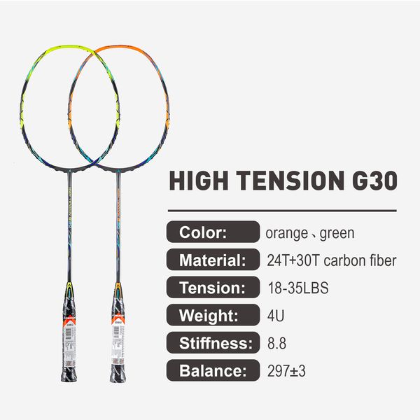 

badminton rackets high tension g30 4u 30t carbon fiber for professional players 221121