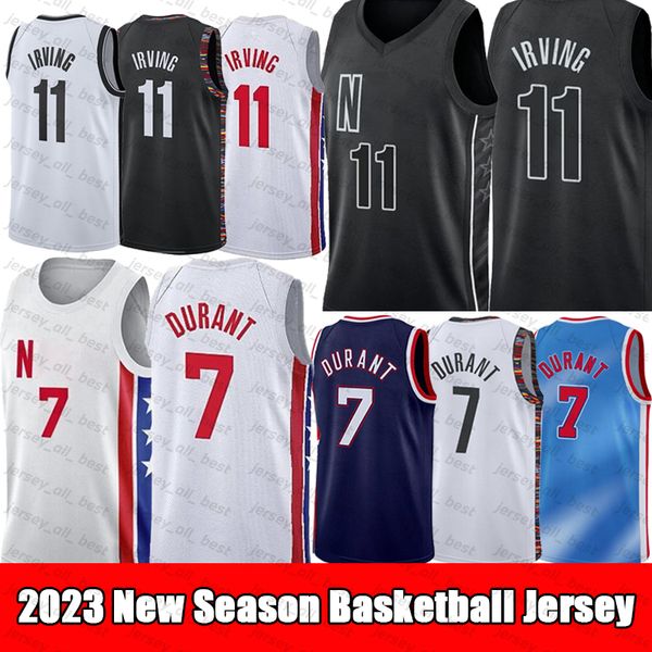 

7 durant kevin irving 11 kyrie men basketball jerseys 2022 2023 city edition shirt black white blue, Black;red