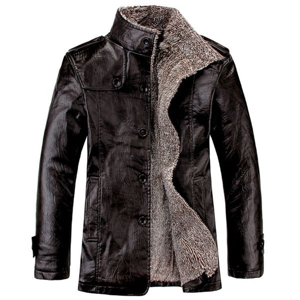 

leather fur one plus velvet thickening men's plus size leisure, Black