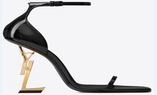 

with box brand new shoes woman summer buckle strap rivet sandals highheeled shoes square toe fashion leather single high hee5081213, Black