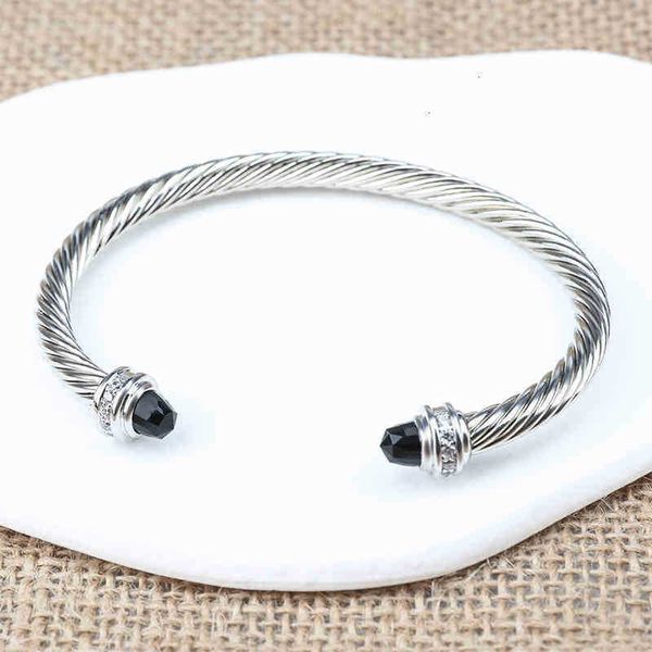 

men bangle designer fashion jewelry braided bracelets charm pearl bracelet twisted wire cable bracelet women copper imitation jewelrys 5mm, Black