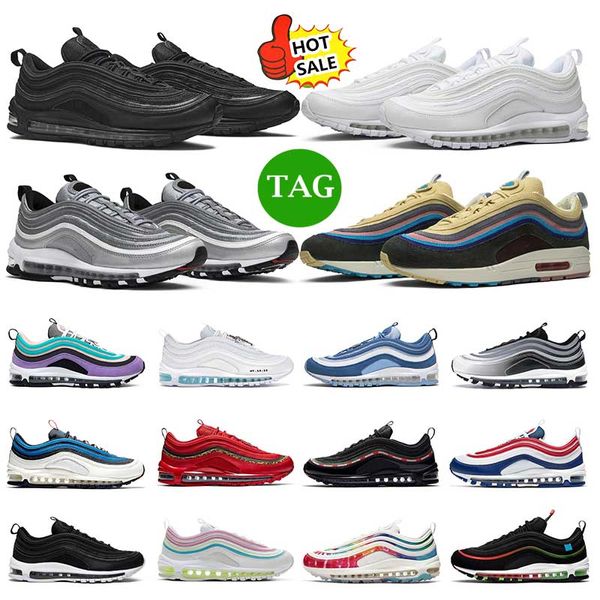

97 men running shoes sneakers 97s triple white black jesus halloween sean wotherspoon gradient fade sliver bullet women fashion sports train