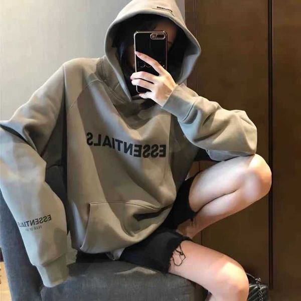 

mens women designers essentials hoodies winter warm long sleeve fear god double letter high fashion brand couple sweater hoodie, Black