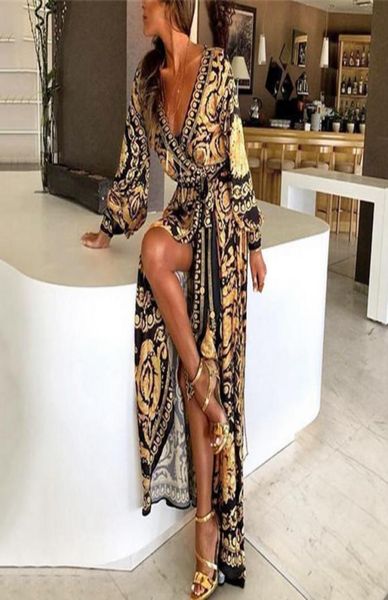 

women039s swimwear 2021 style boho wrap dress fashion elegant women deep v neck print party holiday formal long clubwear4431689, White;black