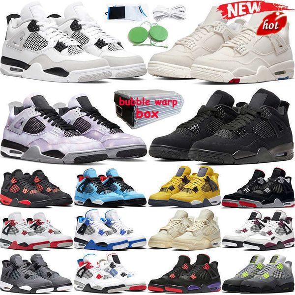 

sports 2022 with box 4s blank canvas basketball shoes men women 4 military black cat sail university blue infrared pure money neon motorspor