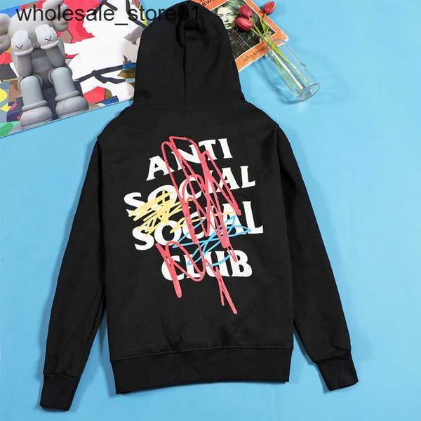 

men's hoodies sweatshirts designer asscs graffiti english printing winter clothes loose cotton plush fashion hooded sweater men women, Black