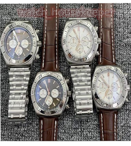 

u1 high-end noble men's watches 46mm large dial stainless steel multi dial sapphire waterproof calendar leather strap quartz watch, Slivery;brown