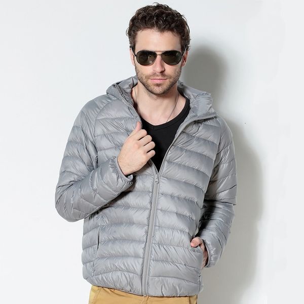 

men's down parkas white duck jacket portable hooded coat ultralight winter warm thermal 221122, Black