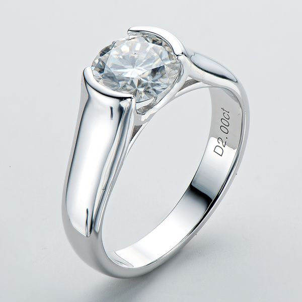 

solitaire ring iogou 2ct diamond solitiare engagement rings for women 100% 925 sterling silver bridal wedding band bezel setting 221121, Golden;silver