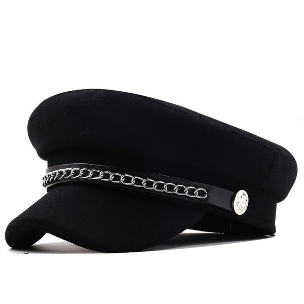 

berets utumn winter chain black military for women female flat army cap salior hat girl travel ladies painters 221122, Blue;gray