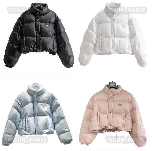

womens designer prads down jacket autumn and winter sleeves disassembled puffer jackets coat outerwear causal warm thickened parkas, Black