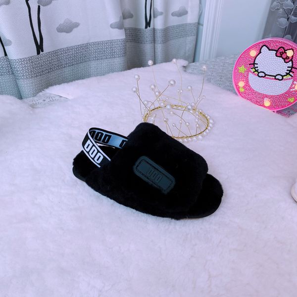 

fashion designer shoe luxury women wool sandals slippers woman slipper shoes brand autumn winter slides fur sandal casual shoes size fen s25, Black