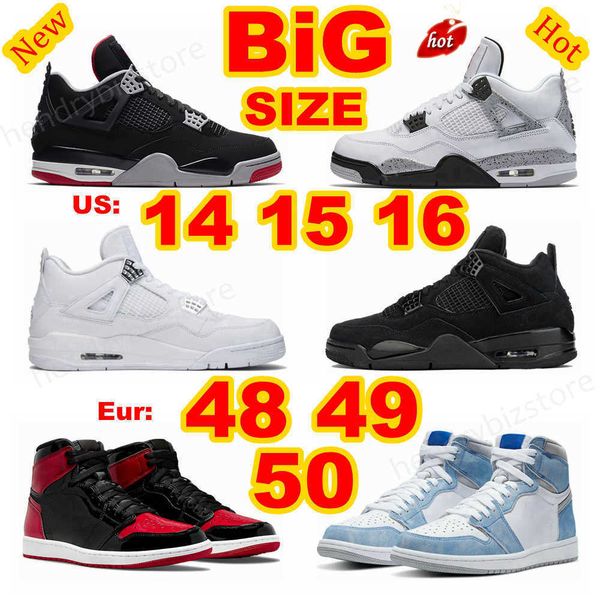 

sports big long size 14 15 16 4s basketball shoes 4 motorsports cement white oreo metallic red thunder jumpman eur 48 49 50 1s chicagos pate, Black