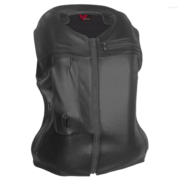 

motorcycle apparel duhan vest genuine leather air bag armor real cohide with slow respond back pad